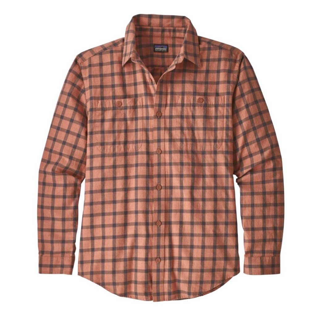 Patagonia Men's Plaid Button-Down Shirt - Rust and Charcoal